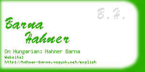 barna hahner business card